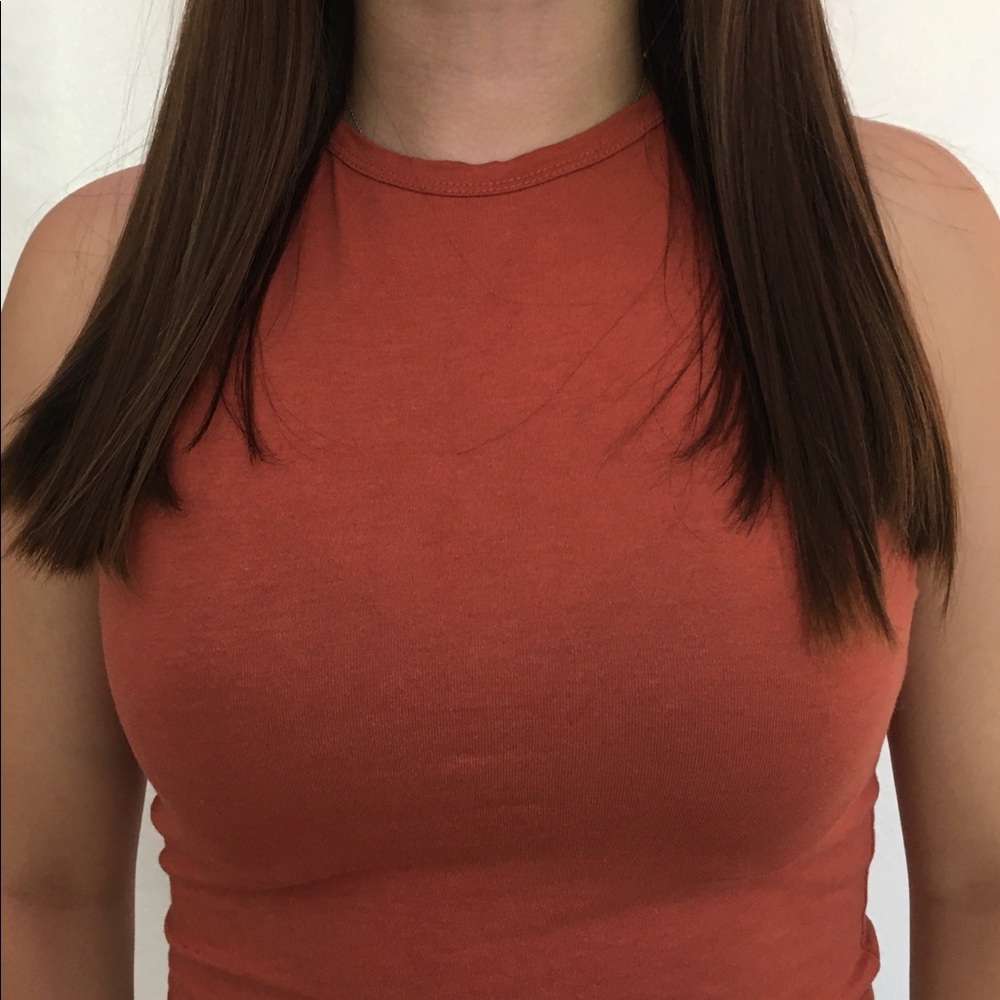 Rust colored cropped halter top